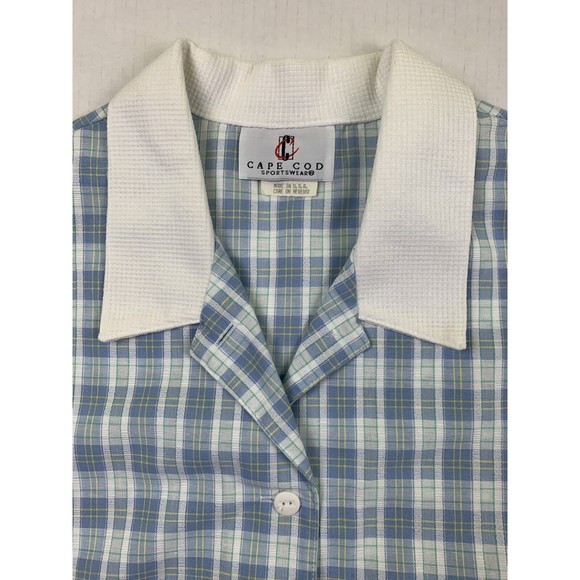Cape Cod Shirt Womens 18 Light Blue White Button Up Sleeveless Collared Top - Picture 4 of 10